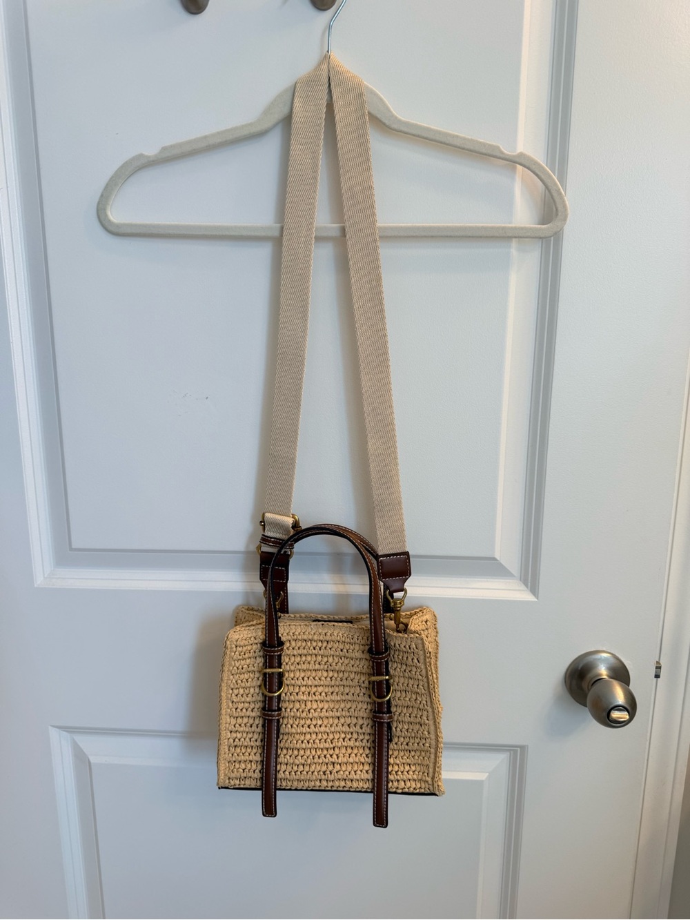 Zara Natural Straw Tote with Brown Leather Handles and Gold Hardware - Picture 5 of 6